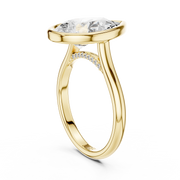 Cathedral Bezel Set Engagement Ring with Diamond Bridge