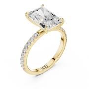 Hidden Halo Engagement Ring on a Pavé Band