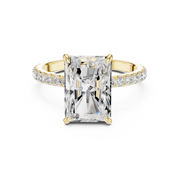 Hidden Halo Engagement Ring on a Pavé Band