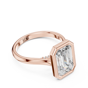 Cathedral Bezel Set Engagement Ring with Diamond Bridge