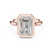 Cathedral Bezel Set Engagement Ring with Diamond Bridge