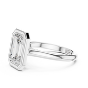 Cathedral Bezel Set Engagement Ring with Diamond Bridge