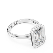 Cathedral Bezel Set Engagement Ring with Diamond Bridge