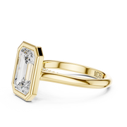 Cathedral Bezel Set Engagement Ring with Diamond Bridge
