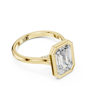 Cathedral Bezel Set Engagement Ring with Diamond Bridge