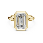 Cathedral Bezel Set Engagement Ring with Diamond Bridge