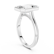 Cathedral Bezel Set Engagement Ring with Diamond Bridge