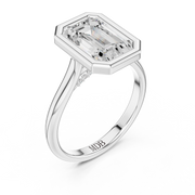 Cathedral Bezel Set Engagement Ring with Diamond Bridge