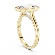 Cathedral Bezel Set Engagement Ring with Diamond Bridge