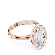 Cathedral Bezel Set Engagement Ring with Diamond Bridge