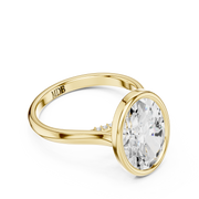 Cathedral Bezel Set Engagement Ring with Diamond Bridge