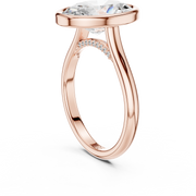 Cathedral Bezel Set Engagement Ring with Diamond Bridge