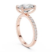 Hidden Halo Engagement Ring on a Pavé Band