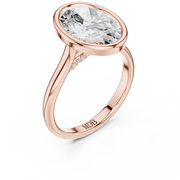 Cathedral Bezel Set Engagement Ring with Diamond Bridge