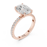 Hidden Halo Engagement Ring on a Pavé Band