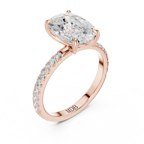 Hidden Halo Engagement Ring on a Pavé Band