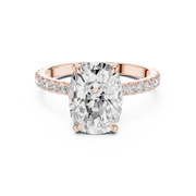 Hidden Halo Engagement Ring on a Pavé Band