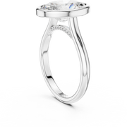 Cathedral Bezel Set Engagement Ring with Diamond Bridge