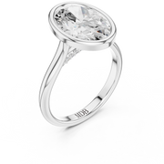 Cathedral Bezel Set Engagement Ring with Diamond Bridge
