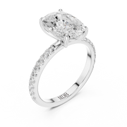 Hidden Halo Engagement Ring on a Pavé Band