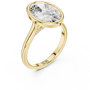 Cathedral Bezel Set Engagement Ring with Diamond Bridge