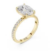 Hidden Halo Engagement Ring on a Pavé Band