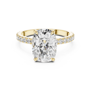 Hidden Halo Engagement Ring on a Pavé Band