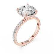 Hidden Halo Engagement Ring on a Pavé Band