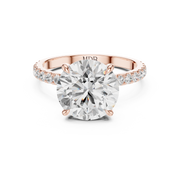 Hidden Halo Engagement Ring on a Pavé Band