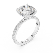 Hidden Halo Engagement Ring on a Pavé Band