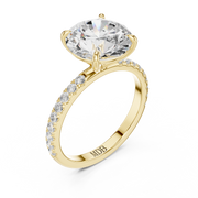 Hidden Halo Engagement Ring on a Pavé Band