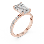 Hidden Halo Engagement Ring on a Pavé Band