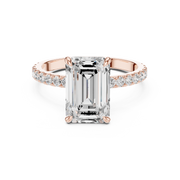 Hidden Halo Engagement Ring on a Pavé Band