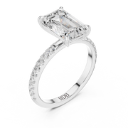 Hidden Halo Engagement Ring on a Pavé Band