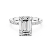 Hidden Halo Engagement Ring on a Pavé Band