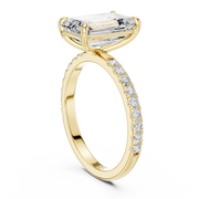 Hidden Halo Engagement Ring on a Pavé Band