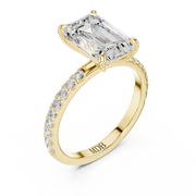 Hidden Halo Engagement Ring on a Pavé Band
