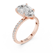 Hidden Halo Engagement Ring on a Pavé Band