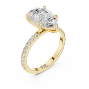 Hidden Halo Engagement Ring on a Pavé Band