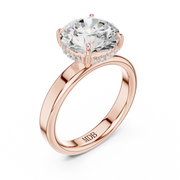 3mm Solitaire Engagement Ring with Hidden Halo