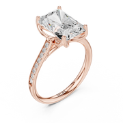 Cathedral Diamond Accented Engagement Ring