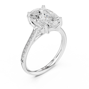 Cathedral Diamond Accented Engagement Ring