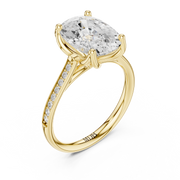 Cathedral Diamond Accented Engagement Ring