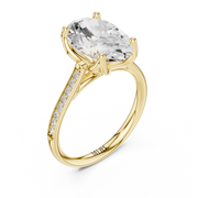 Cathedral Diamond Accented Engagement Ring