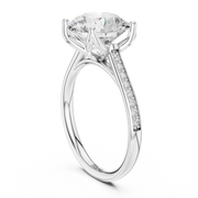 Cathedral Diamond Accented Engagement Ring