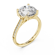 Cathedral Diamond Accented Engagement Ring