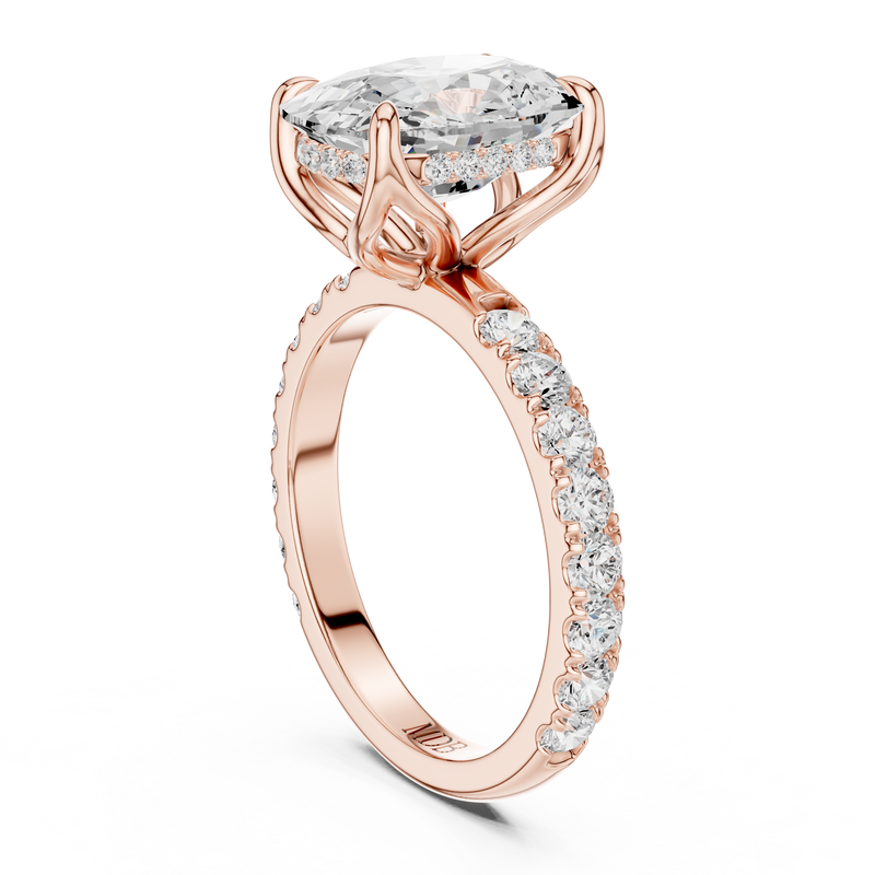 Tulip Head Hidden Halo Engagement Ring