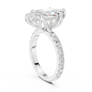 Tulip Head Hidden Halo Engagement Ring