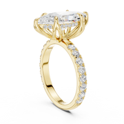Tulip Head Hidden Halo Engagement Ring