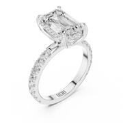 Tulip Head Hidden Halo Engagement Ring